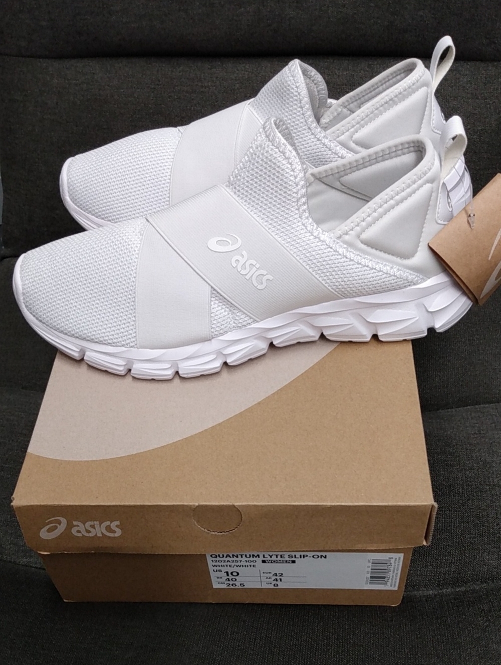 ASICS Slip-On Sneakers Quantum Lyte Slip-On Womens Sz 10 Shoe White 1202A257-100
